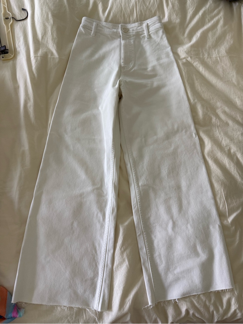 Zara White Denim Pants with Branded Waist Label